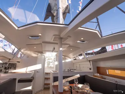 Salon of Kairos, a RM 1080 sailboat at La Trinité-sur-Mer, France