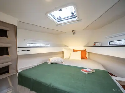 Cabin on Kairos, a RM 1080 sailboat at La Trinité-sur-Mer, France