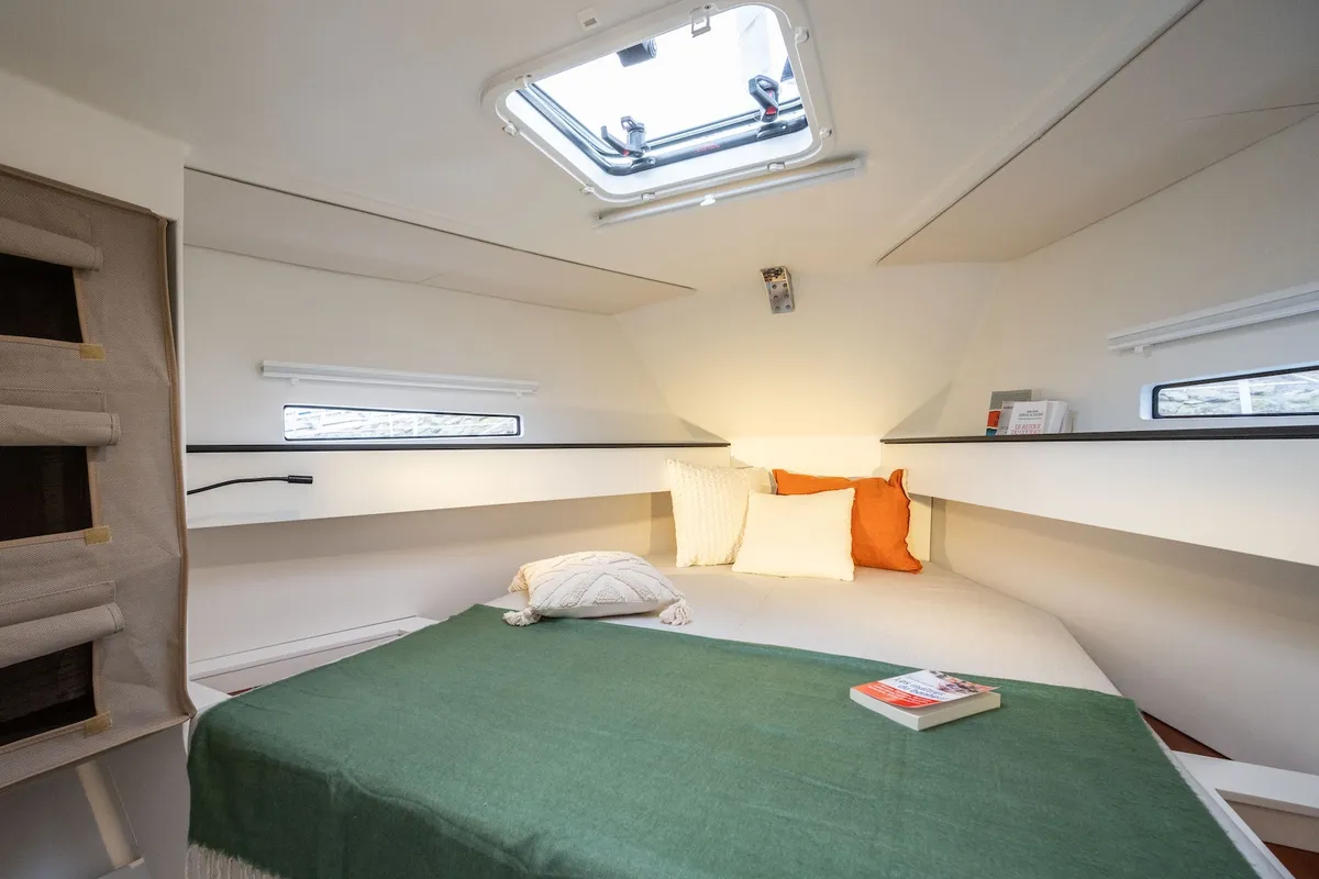 Cabin on Kairos, a RM 1080 sailboat at La Trinité-sur-Mer, France