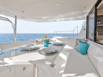 Deck of Moorings 433 PC Club, a Leopard 43 PC catamaran at Općina Marina, Croatia