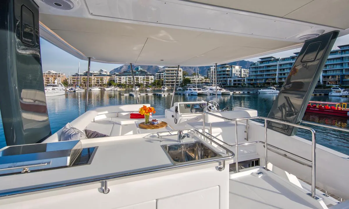 Deck of Moorings 433 PC Club, a Leopard 43 PC catamaran at Općina Marina, Croatia