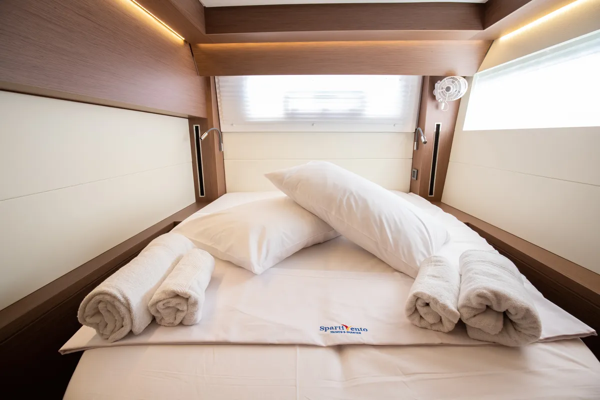 Cabin on Finocchietto, a Lagoon 50 catamaran at Salerno, Italy