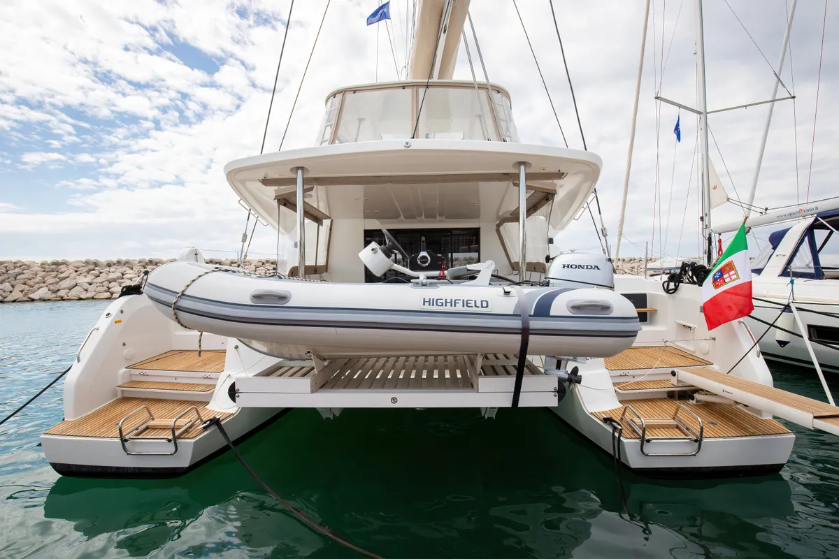 Salon of Finocchietto, a Lagoon 50 catamaran at Salerno, Italy