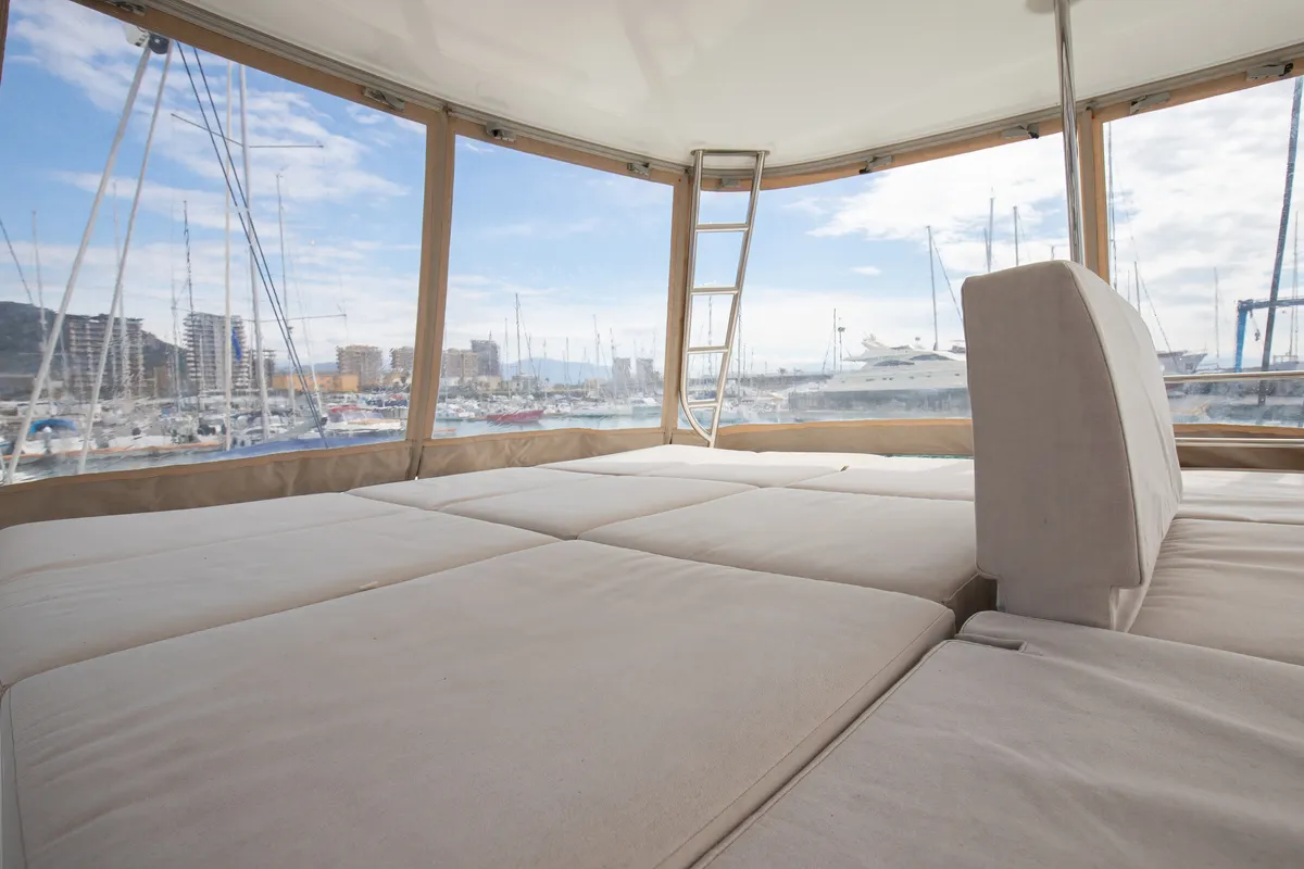 Deck of Finocchietto, a Lagoon 50 catamaran at Salerno, Italy