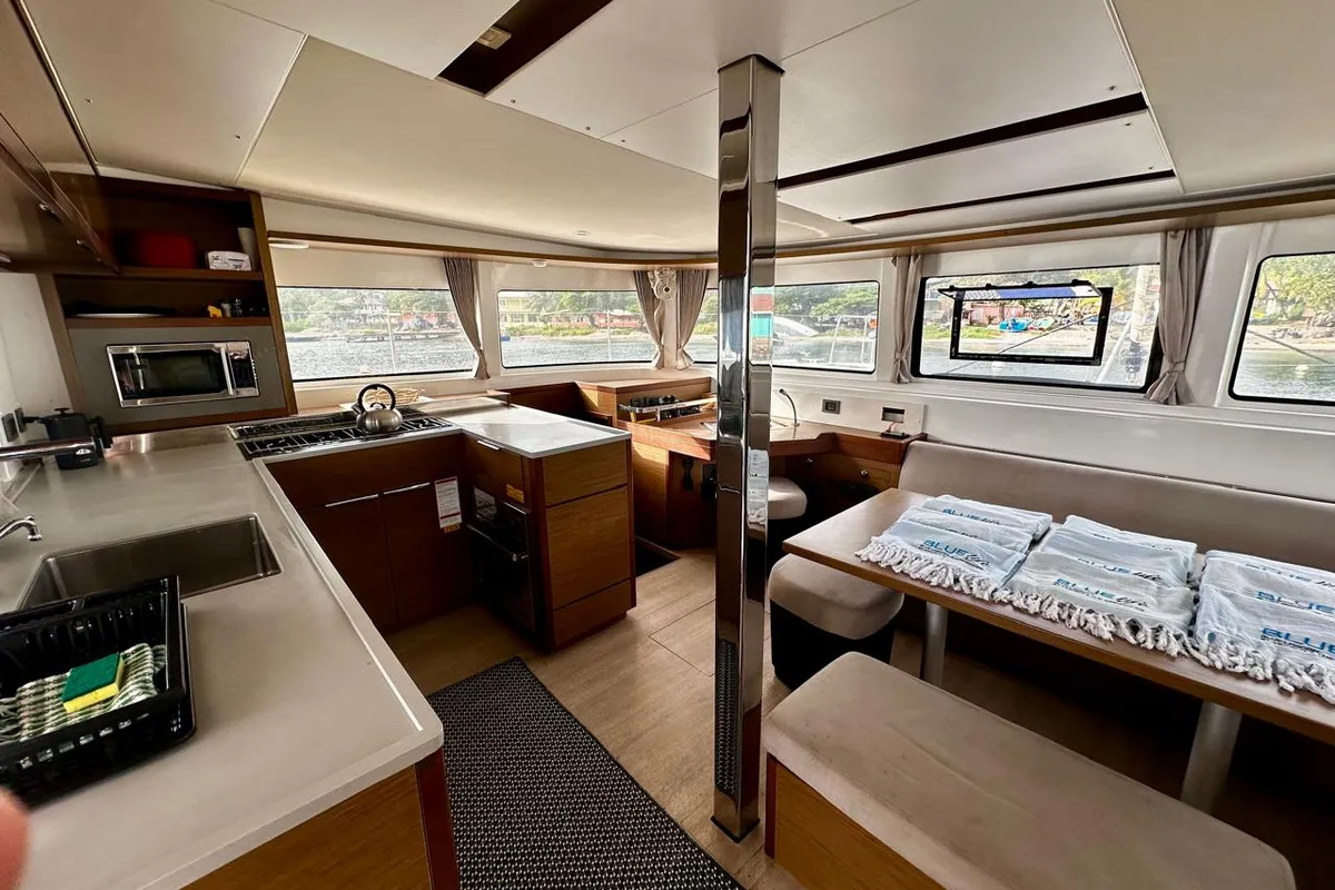 Salon of Hearts Desire, a Lagoon 46 catamaran at Port Elizabeth, Saint Vincent and the Grenadines