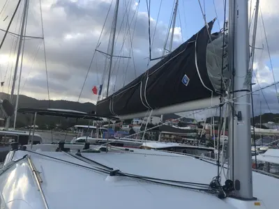 Deck of Toja, a Lagoon 450 Sport catamaran at Alameda, United States