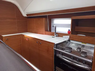 Galley of AirTime 2, a Elan Impression 45.1 sailboat at Punat, Croatia