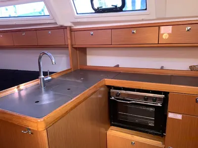Galley of Happy Jack, a Bavaria 37 Cruiser sailboat at Preveza, Greece