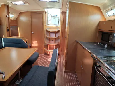 Salon of Isabelli, a Bavaria Cruiser 40 sailboat at Kontokali, Greece