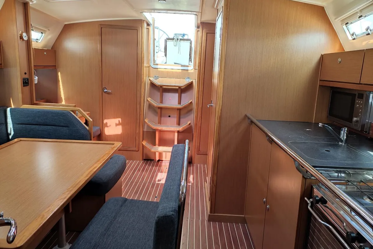 Salon of Isabelli, a Bavaria Cruiser 40 sailboat at Kontokali, Greece