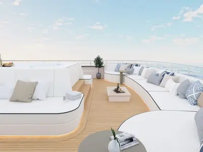Deck of Alfa Mario, a Gulet Motoryacht motor yacht at Split, Croatia