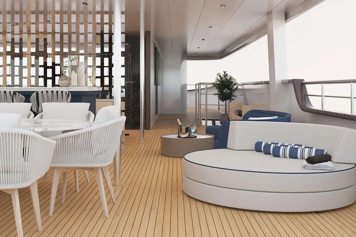 Deck of Alfa Mario, a Gulet Motoryacht motor yacht at Split, Croatia