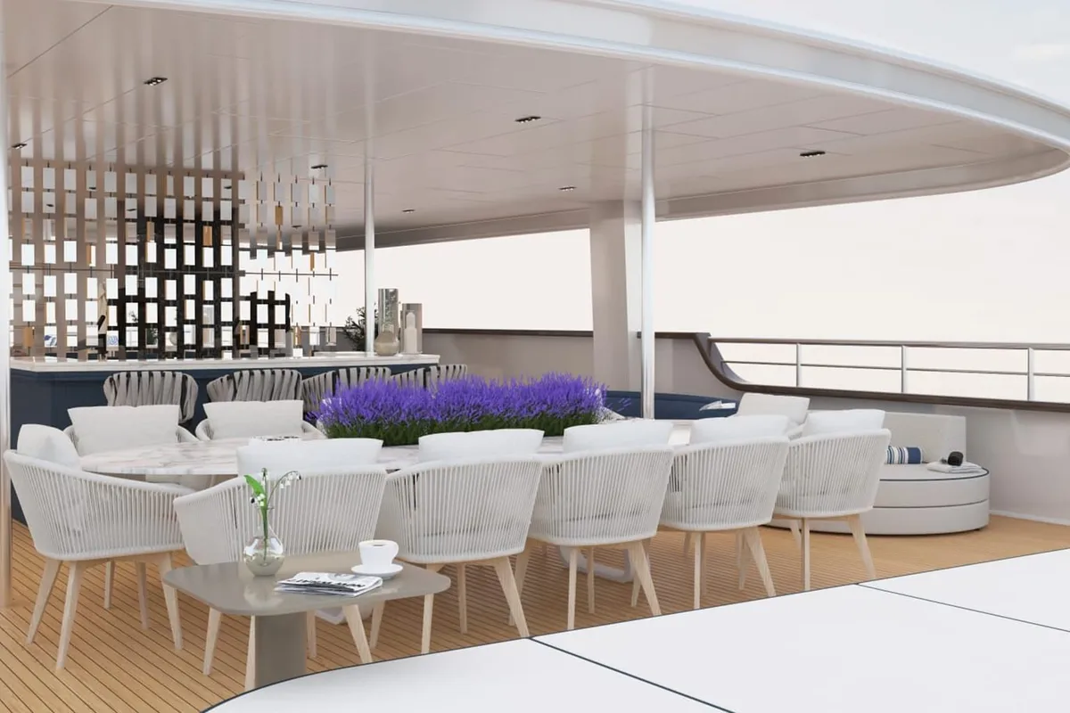 Deck of Alfa Mario, a Gulet Motoryacht motor yacht at Split, Croatia