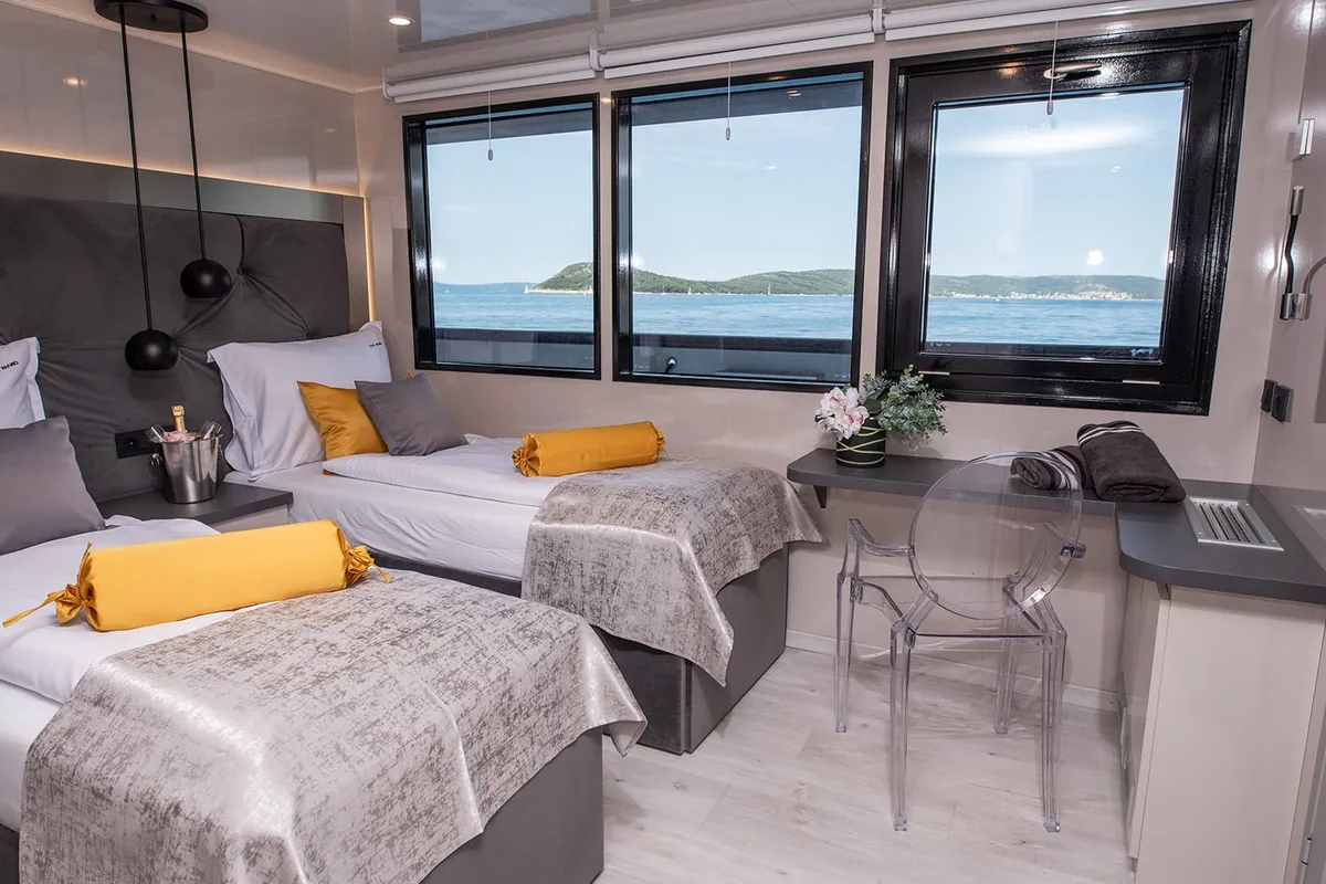 Cabin on Alfa Mario, a Gulet Motoryacht motor yacht at Split, Croatia