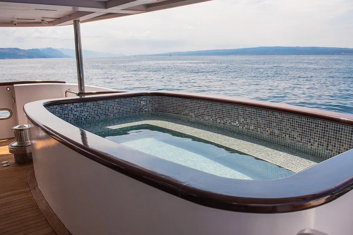 Deck of Alfa Mario, a Gulet Motoryacht motor yacht at Split, Croatia