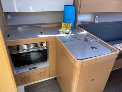 Galley of Volpetta, a Dufour 360 Grand Large sailboat at Olbia, Italy