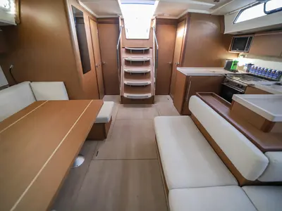 Salon of Sea Dream, a Beneteau Oceanis 51.1 sailboat at Castellammare del Golfo, Italy