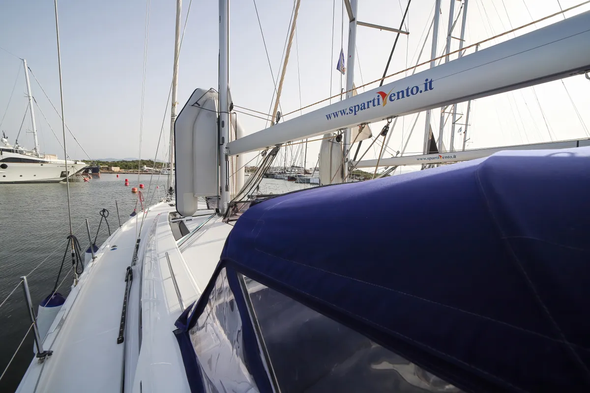 Exterior view of Sea Dream, a Beneteau Oceanis 51.1 sailboat at Castellammare del Golfo, Italy