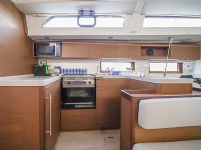 Galley of Sea Dream, a Beneteau Oceanis 51.1 sailboat at Castellammare del Golfo, Italy