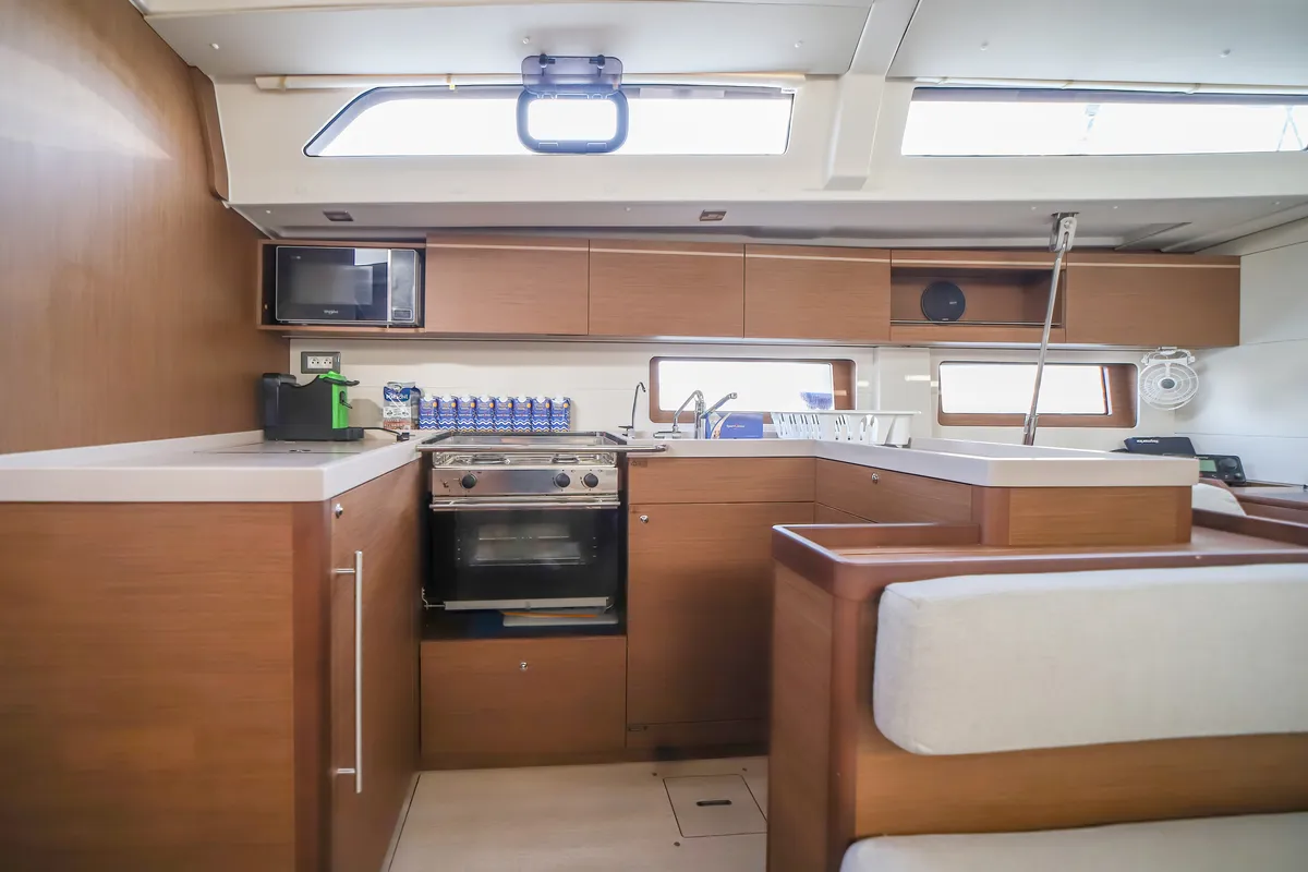 Galley of Sea Dream, a Beneteau Oceanis 51.1 sailboat at Castellammare del Golfo, Italy