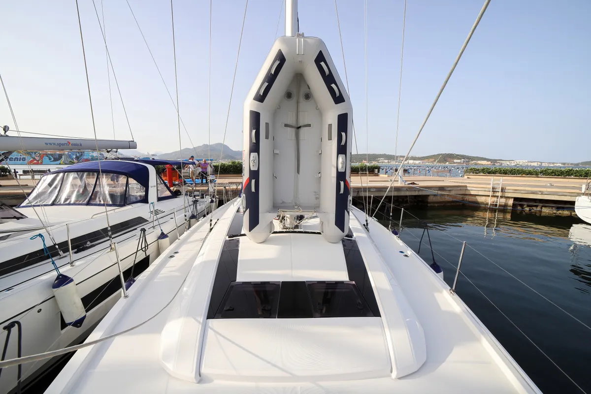 Exterior view of Sea Dream, a Beneteau Oceanis 51.1 sailboat at Castellammare del Golfo, Italy
