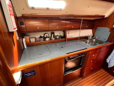 Galley of Meropi, a Bavaria 41 sailboat at Kontokali, Greece