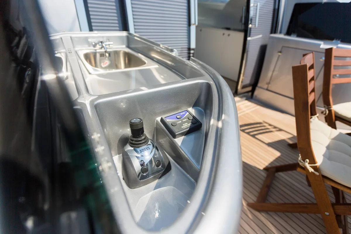 Deck of Premium +, a Pearl Sea 56 motorboat at Split, Croatia