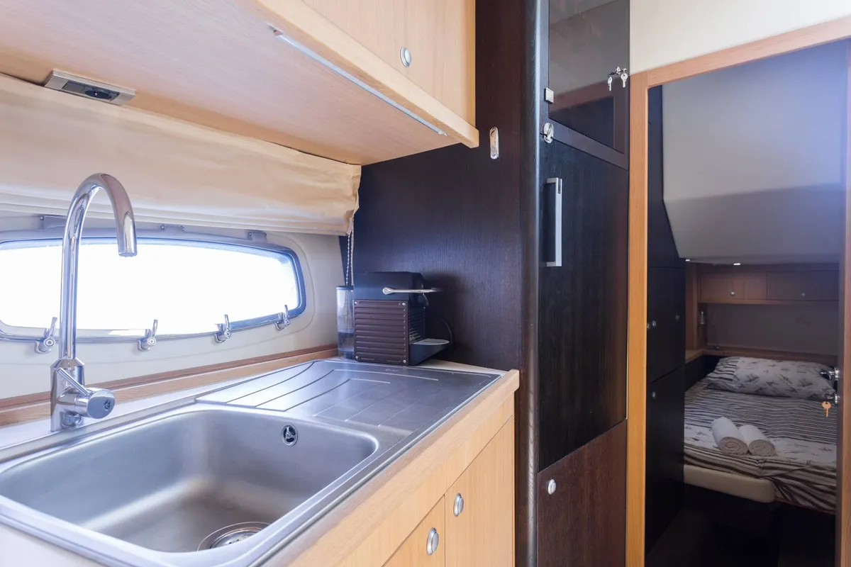 Galley of Premium +, a Pearl Sea 56 motorboat at Split, Croatia