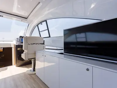 Cockpit of Premium +, a Pearl Sea 56 motorboat at Split, Croatia