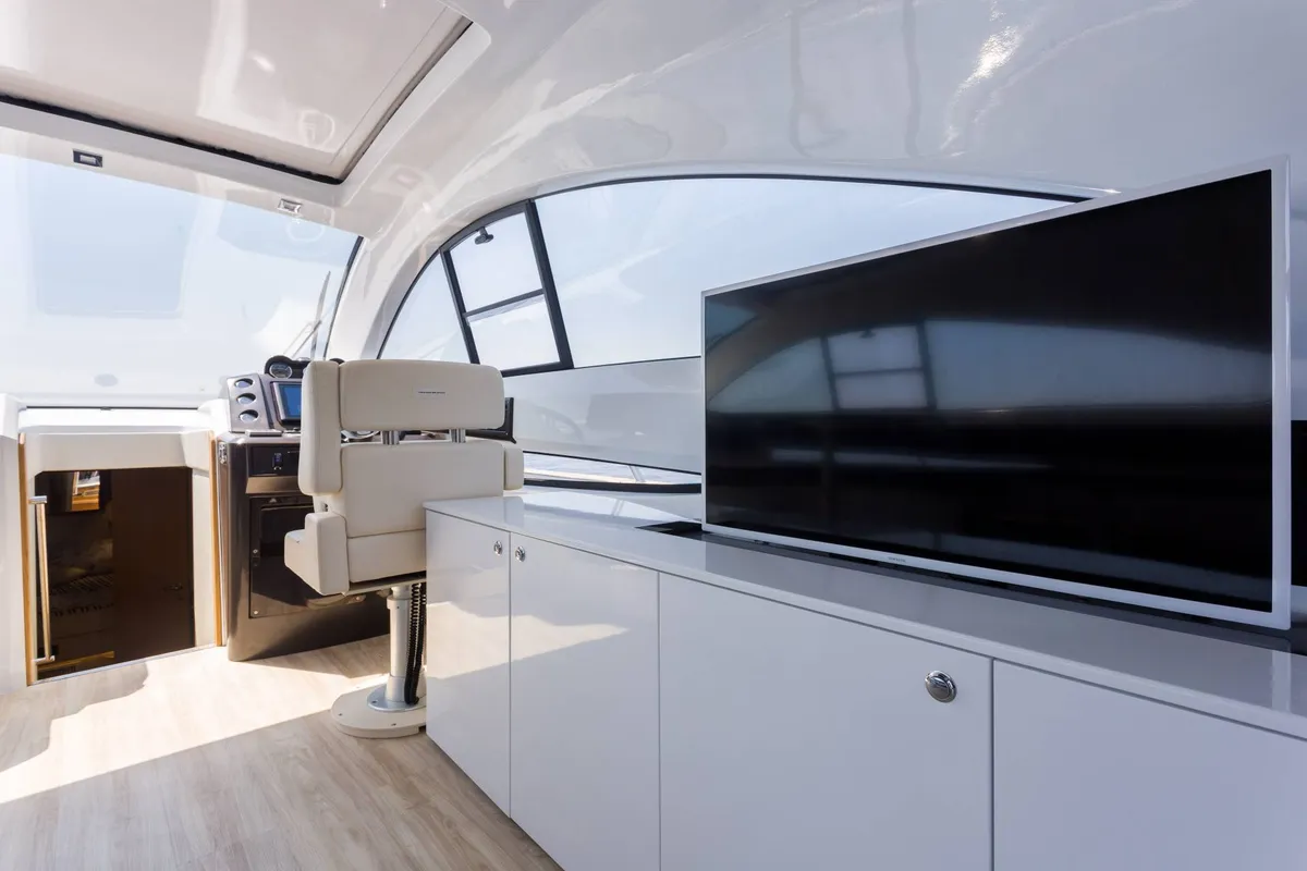 Cockpit of Premium +, a Pearl Sea 56 motorboat at Split, Croatia