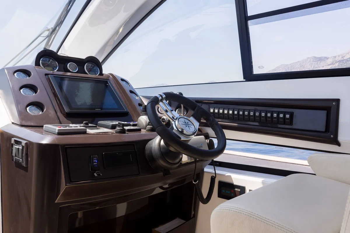 Cockpit of Premium +, a Pearl Sea 56 motorboat at Split, Croatia