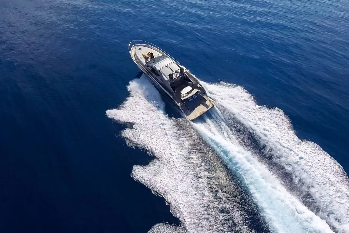 Exterior view of Premium +, a Pearl Sea 56 motorboat at Split, Croatia