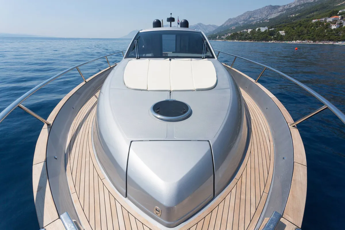 Deck of Premium +, a Pearl Sea 56 motorboat at Split, Croatia