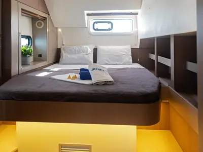 Cabin on Kos 46.Cat12, a Bali 4.6 catamaran at Athens, Greece