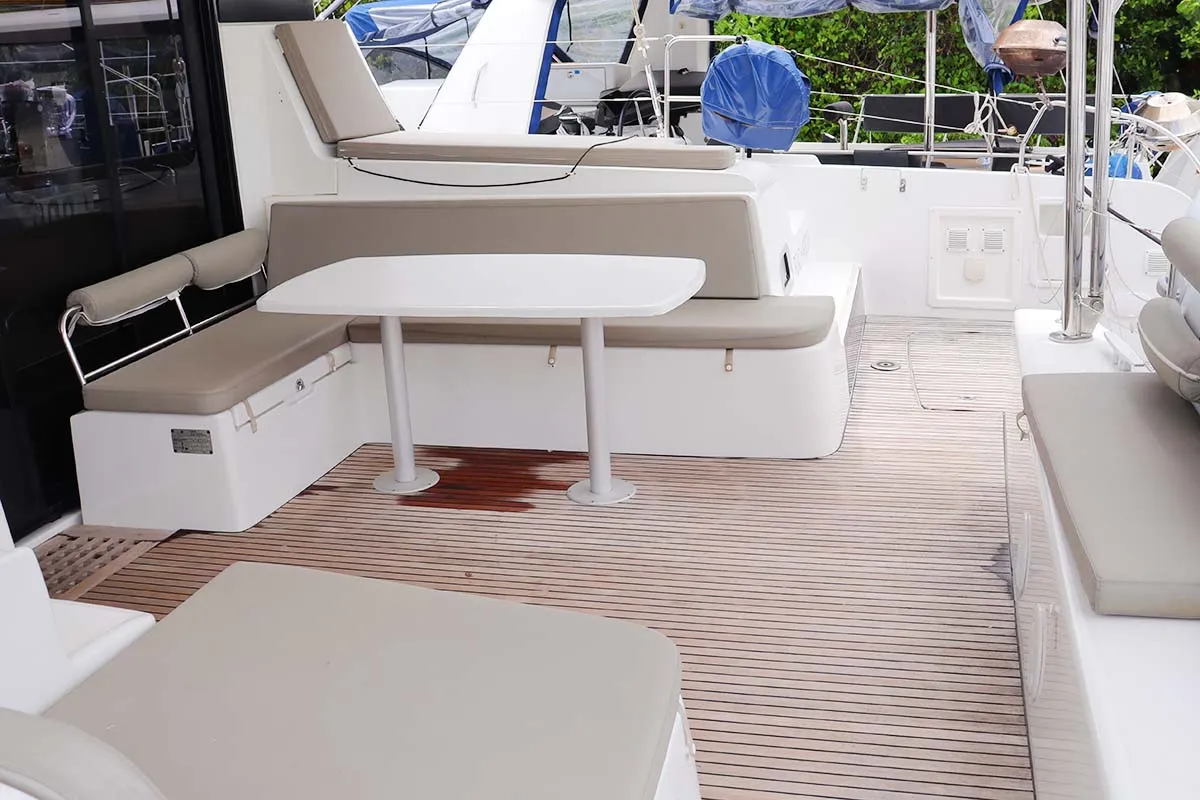 Deck of Lili, a Lagoon 42 catamaran at Road Town, British Virgin Islands