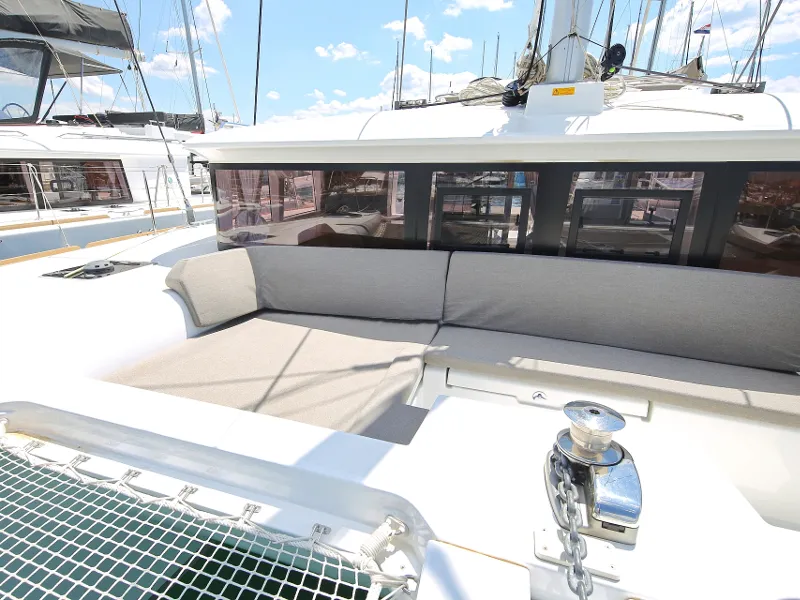Deck of Mantra, a Lagoon 450 F catamaran at Pirovac, Croatia