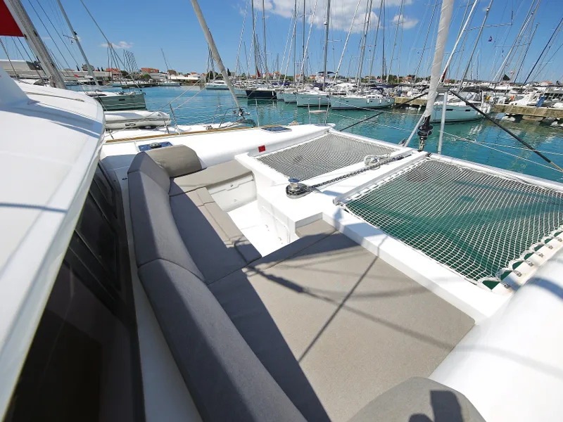 Deck of Mantra, a Lagoon 450 F catamaran at Pirovac, Croatia