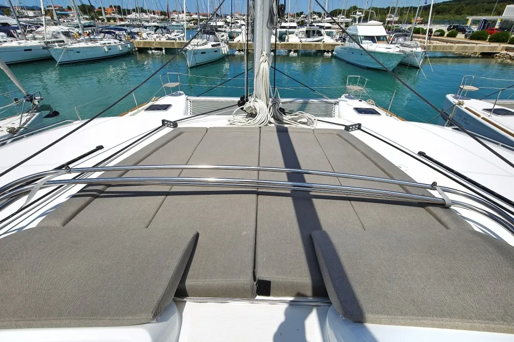 Deck of Mantra, a Lagoon 450 F catamaran at Pirovac, Croatia