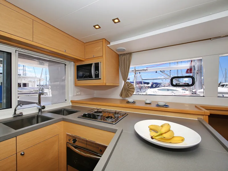 Galley of Mantra, a Lagoon 450 F catamaran at Pirovac, Croatia