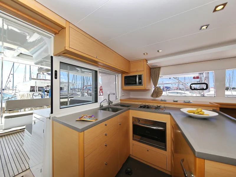Galley of Mantra, a Lagoon 450 F catamaran at Pirovac, Croatia