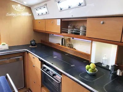 Galley of Medusa, a Bavaria 45 Cruiser sailboat at Municipal Unit of Lefkada, Greece