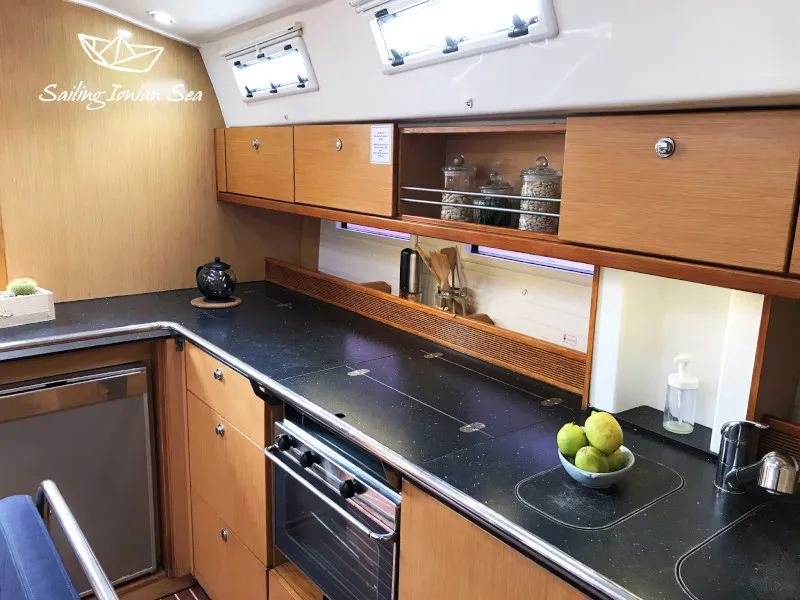 Galley of Medusa, a Bavaria 45 Cruiser sailboat at Municipal Unit of Lefkada, Greece