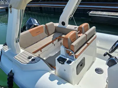Deck of Anouk, a Zodiac Medline 7.5 RIB at La Rochelle, France