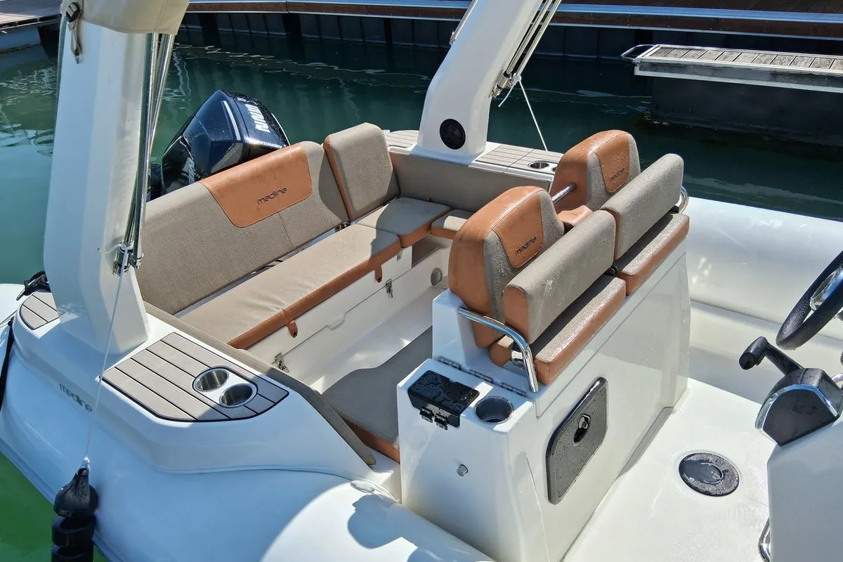 Deck of Anouk, a Zodiac Medline 7.5 RIB at La Rochelle, France