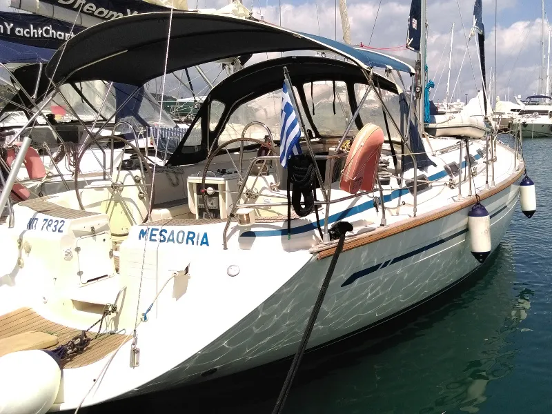 Exterior view of Mesaoria, a Bavaria 44 sailboat at Rhodes, Greece