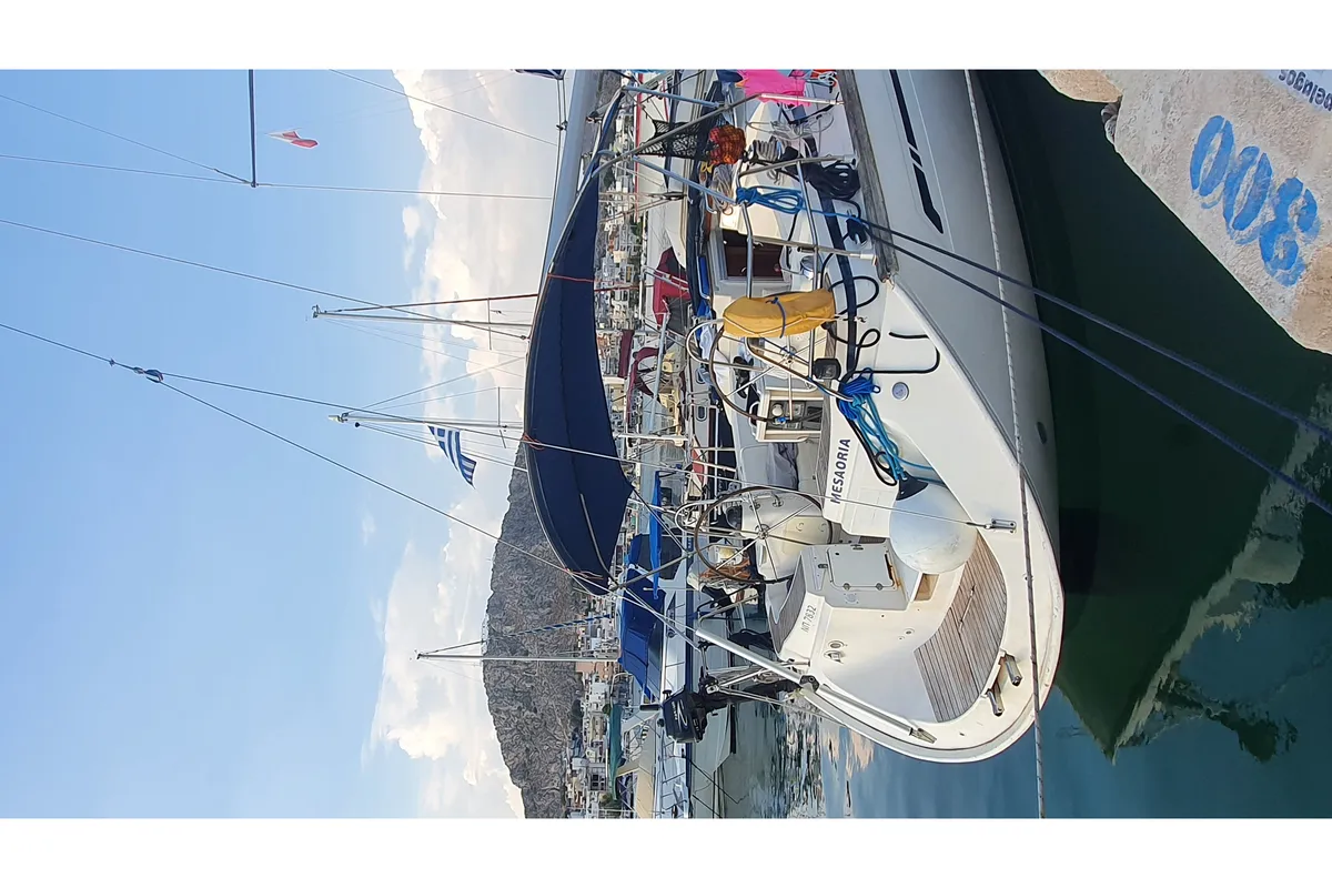 Exterior view of Mesaoria, a Bavaria 44 sailboat at Rhodes, Greece