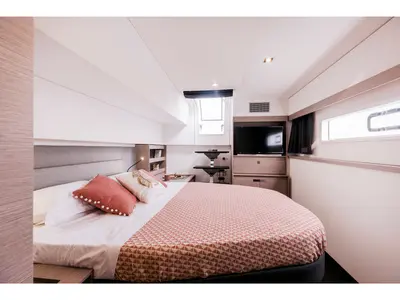 Cabin on Stanislas, a Fountaine Pajot Aura 51 catamaran at Hyères, France