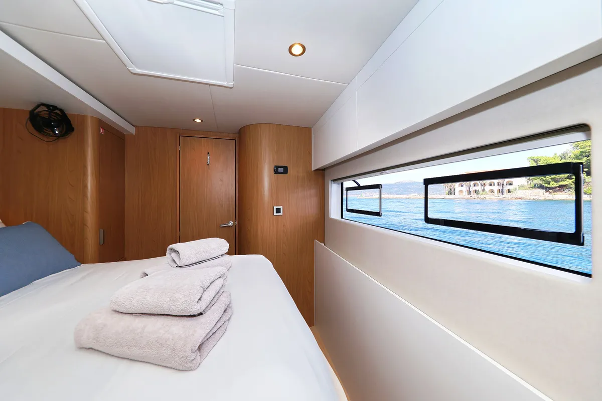 Cabin on Joie de mer, a Bali 5.8 catamaran at Grad Kaštela, Croatia