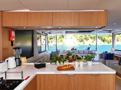 Galley of Joie de mer, a Bali 5.8 catamaran at Grad Kaštela, Croatia