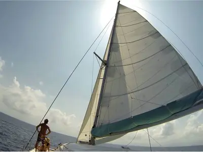 Deck of Ti Kay, a Nautitech 40 Open catamaran at Narganá, Panama
